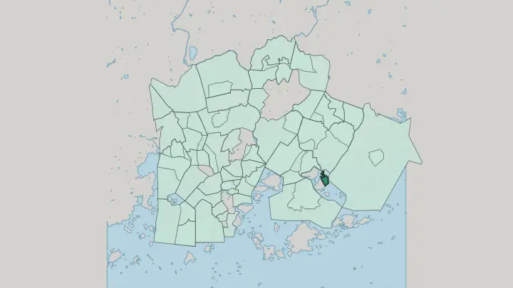 Map of East Helsinki in Helsinki