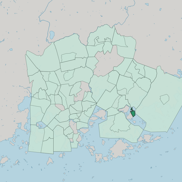 Map showing East Helsinki — In Helsinki