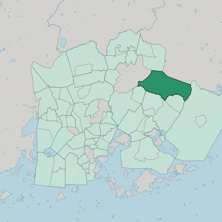 Map showing Mellunkylä — In Helsinki