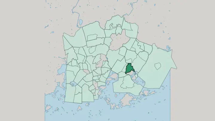 Map of Roihuvuori in Helsinki