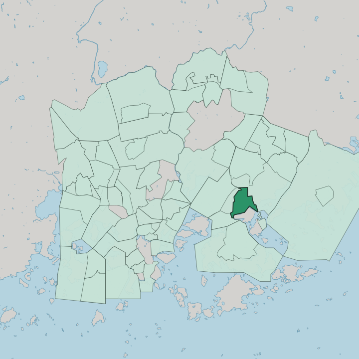 Map showing Roihuvuori — In Helsinki
