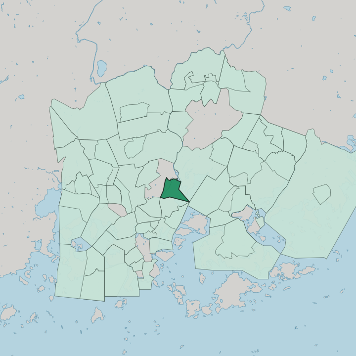 Map showing Toukola — In Helsinki