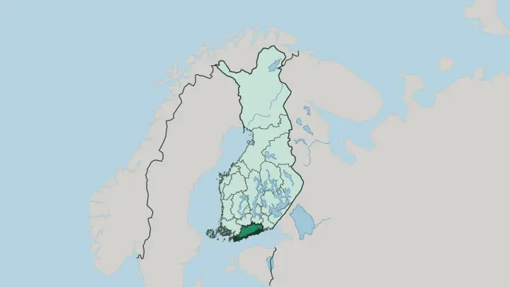 Map of Uusimaa in Finland