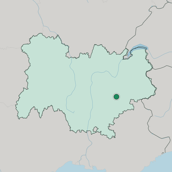 Map showing Grenoble — In Auvergne-Rhône-Alpes