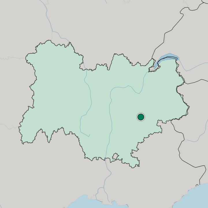 Map showing Grenoble — In Auvergne-Rhône-Alpes