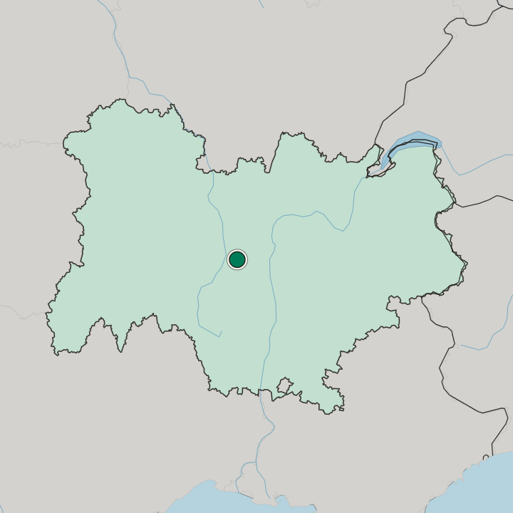 Map showing Saint-Étienne — In Auvergne-Rhône-Alpes