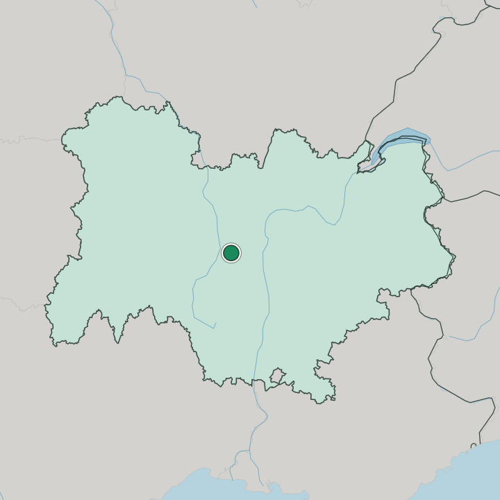 Map showing Saint-Étienne — In Auvergne-Rhône-Alpes