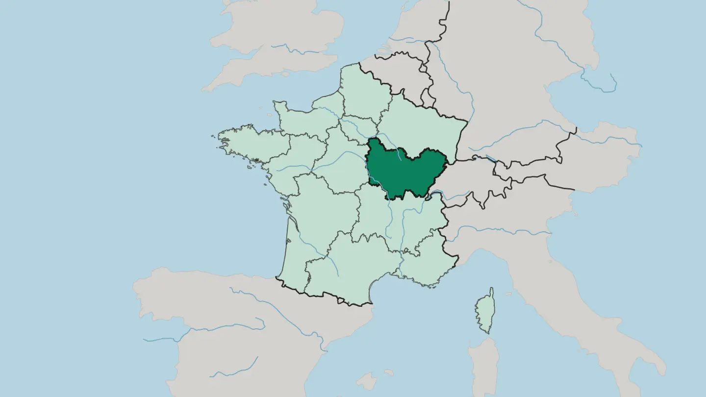 Map of Bourgogne-Franche-Comté in France