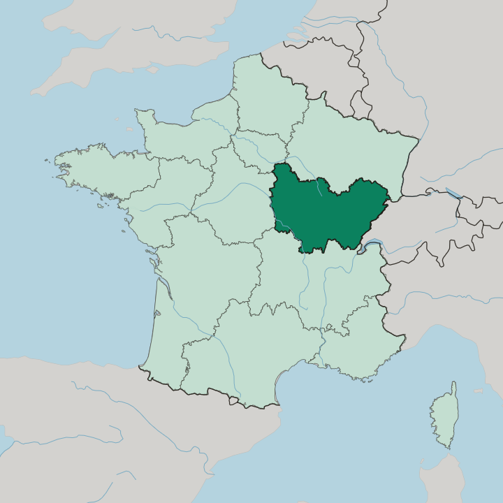 Map showing Bourgogne-Franche-Comté — In France
