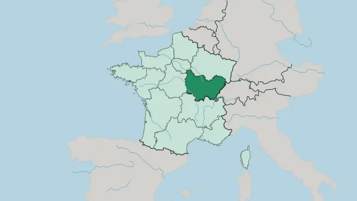 Map of Bourgogne-Franche-Comté in France