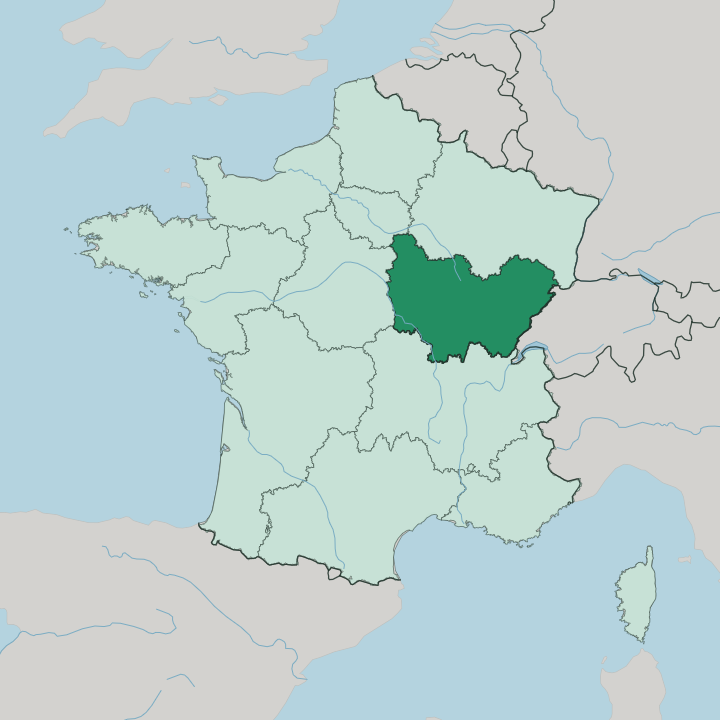 Map showing Bourgogne-Franche-Comté — In France