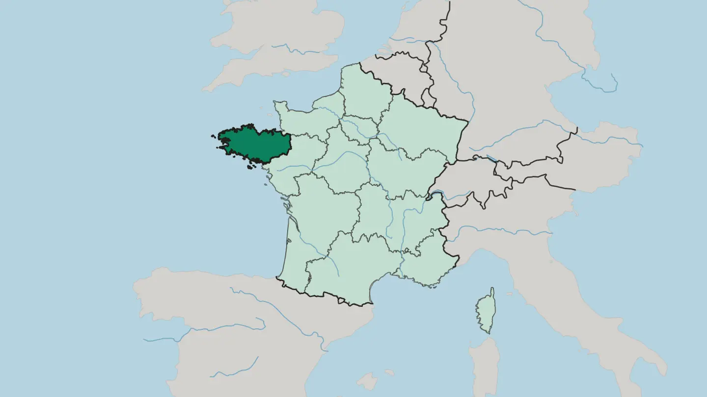 Map of Bretagne in France