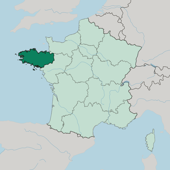 Map showing Bretagne — In France
