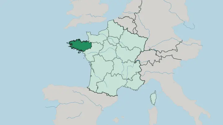 Map of Bretagne in France
