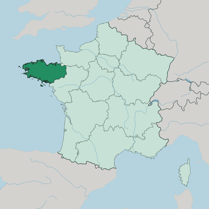 Map showing Bretagne — In France
