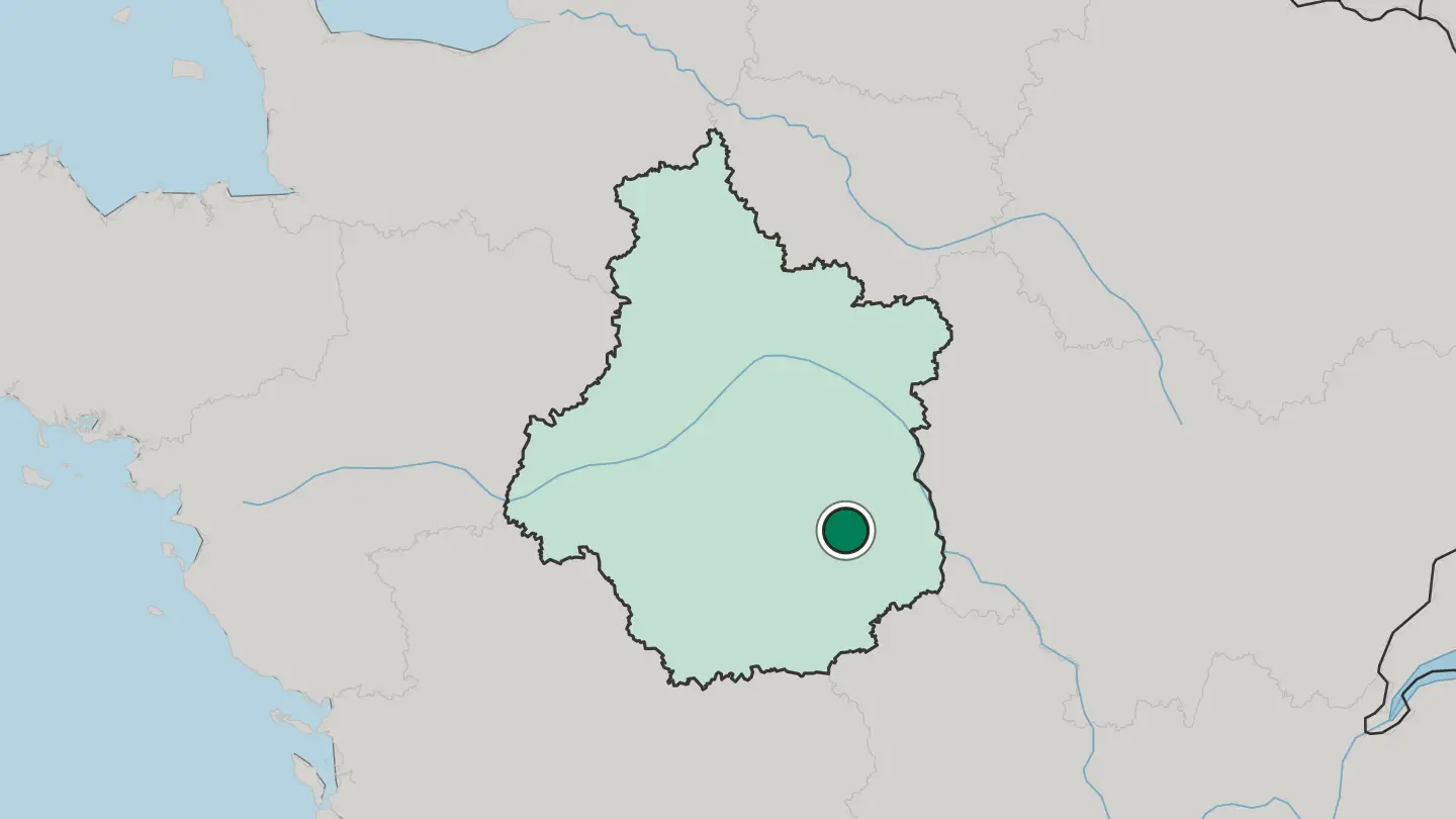 Map of Bourges in France