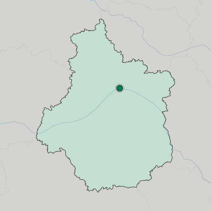 Map showing Orléans — In Centre-Val de Loire