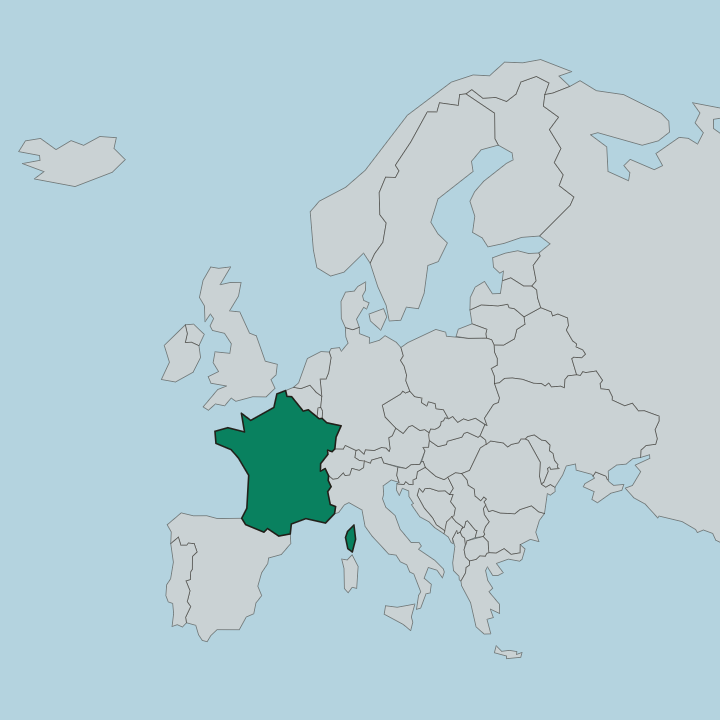 Map showing France — In Europe