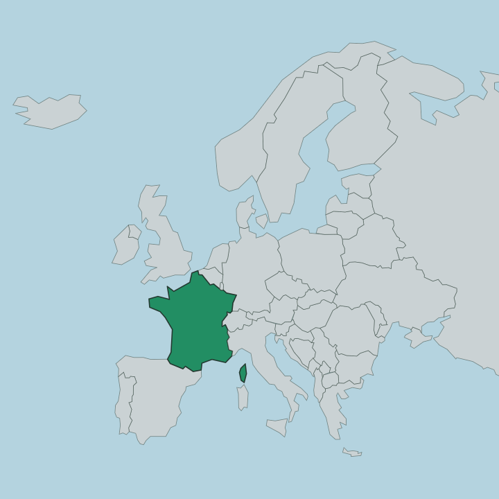 Map showing France — In Europe