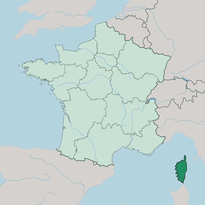 Map showing Corse — In France