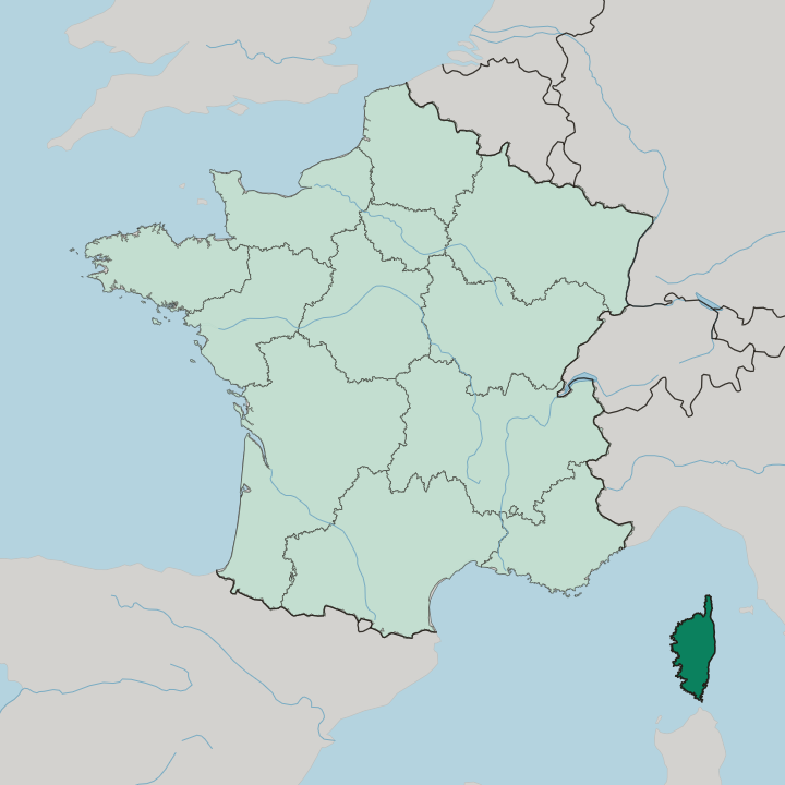 Map showing Corse — In France