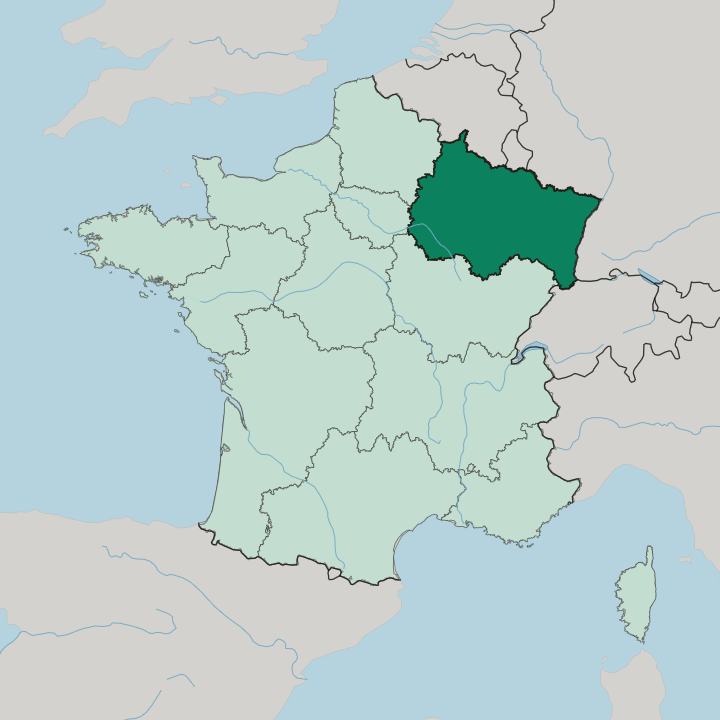 Map showing Grand Est — In France