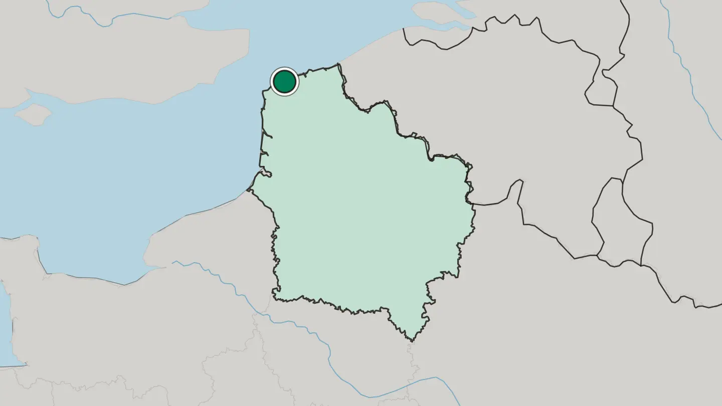 Map of Calais in France