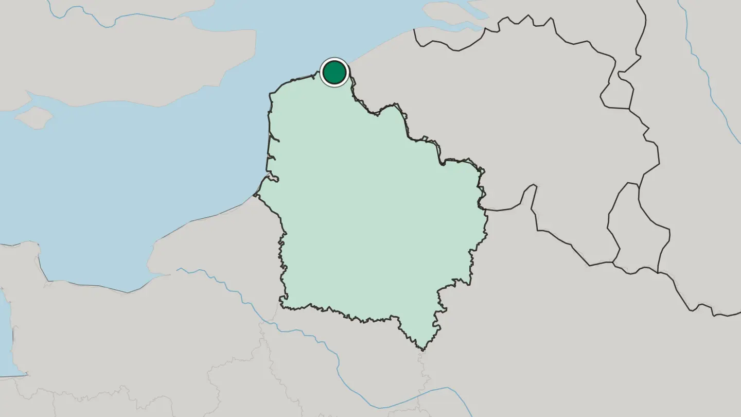 Map of Dunkirk in France