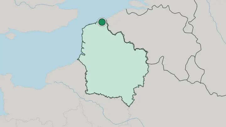 Map of Dunkirk in France