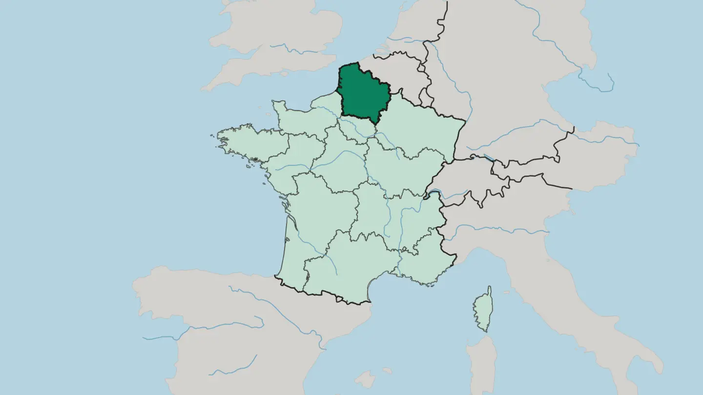 Map of Hauts-de-France in France