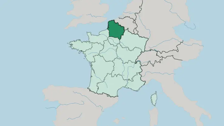 Map of Hauts-de-France in France
