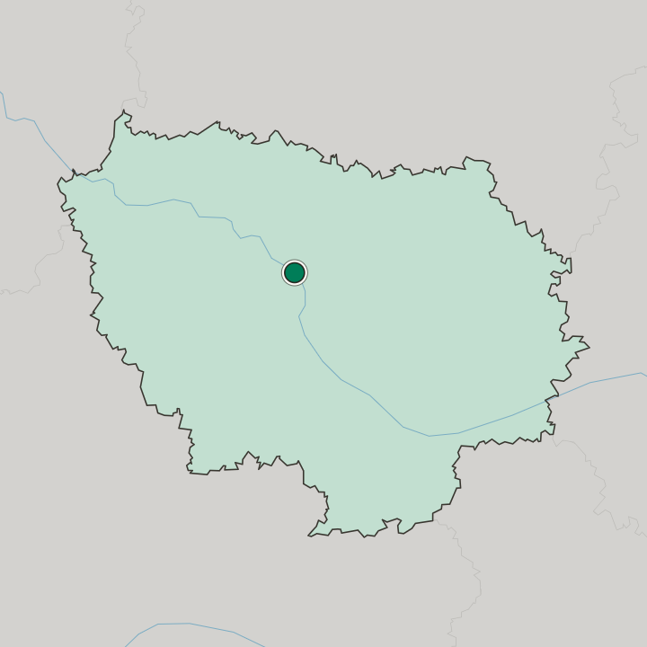 Map showing Ivry-sur-Seine — In Île-de-France