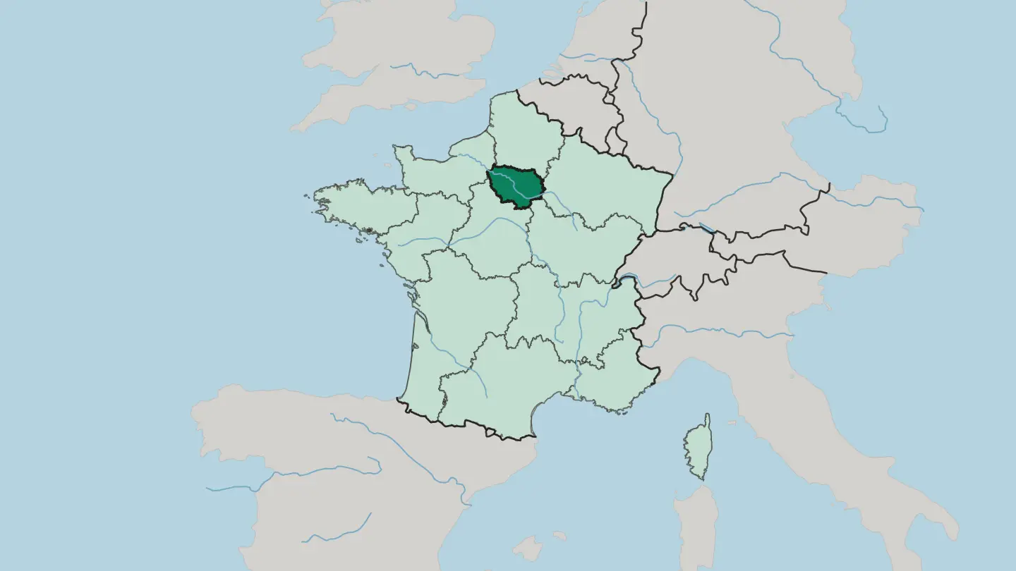 Map of Île-de-France in France