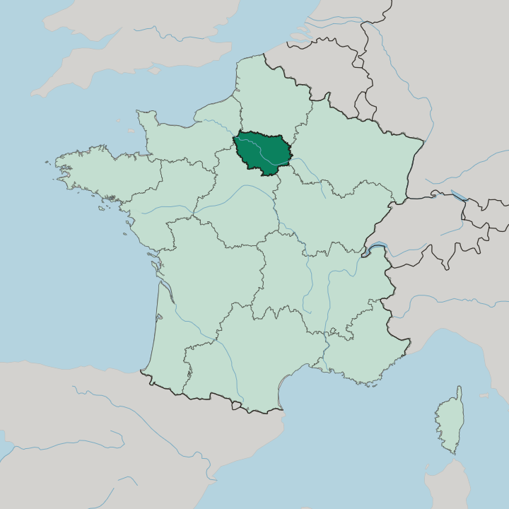 Map showing Île-de-France — In France