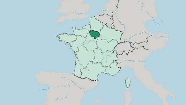 Map of Île-de-France in France