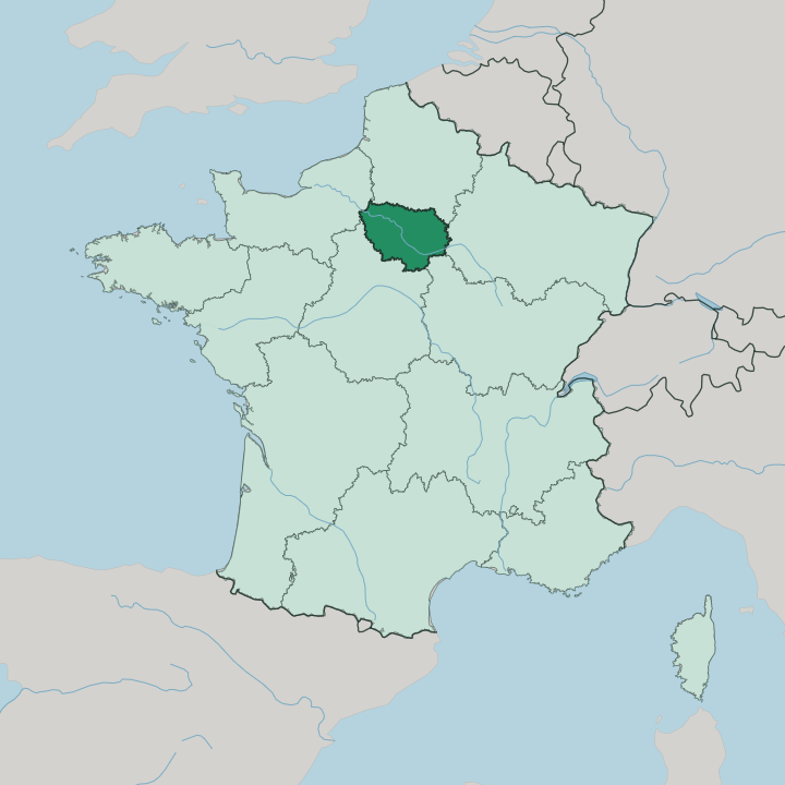 Map showing Île-de-France — In France