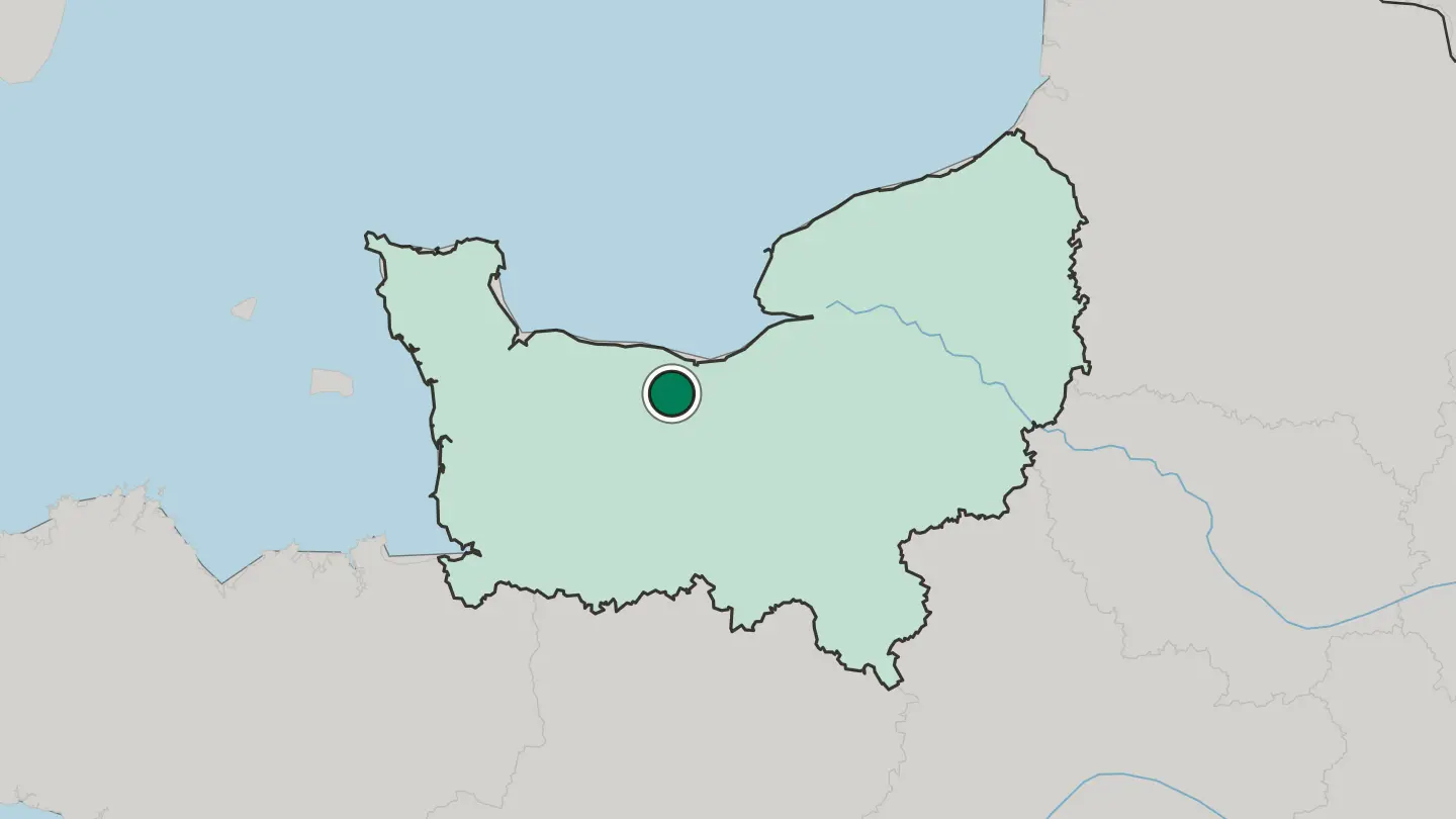 Map of Caen in France