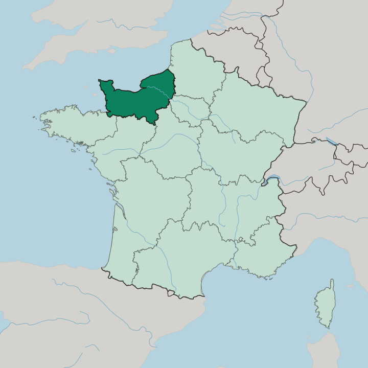 Map showing Normandie — In France