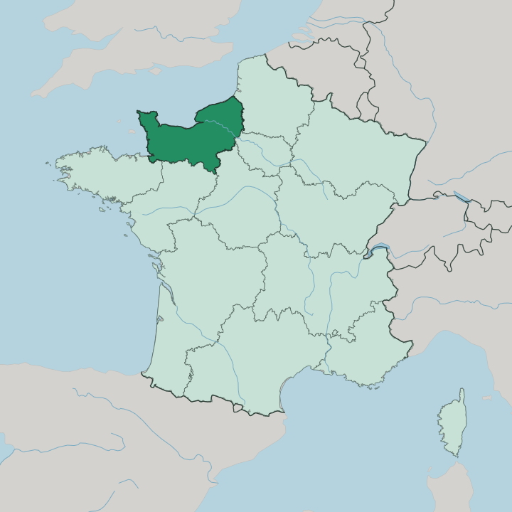 Map showing Normandie — In France