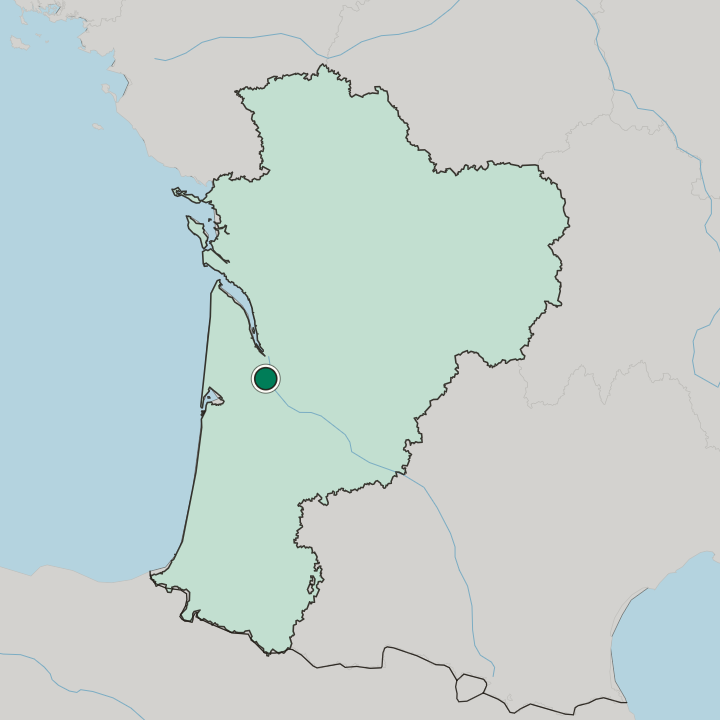 Map showing Bordeaux — In Nouvelle-Aquitaine