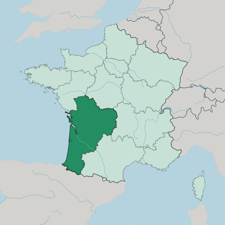 Map showing Nouvelle-Aquitaine — In France