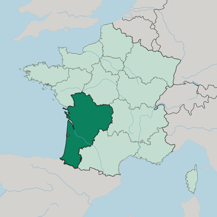 Map showing Nouvelle-Aquitaine — In France