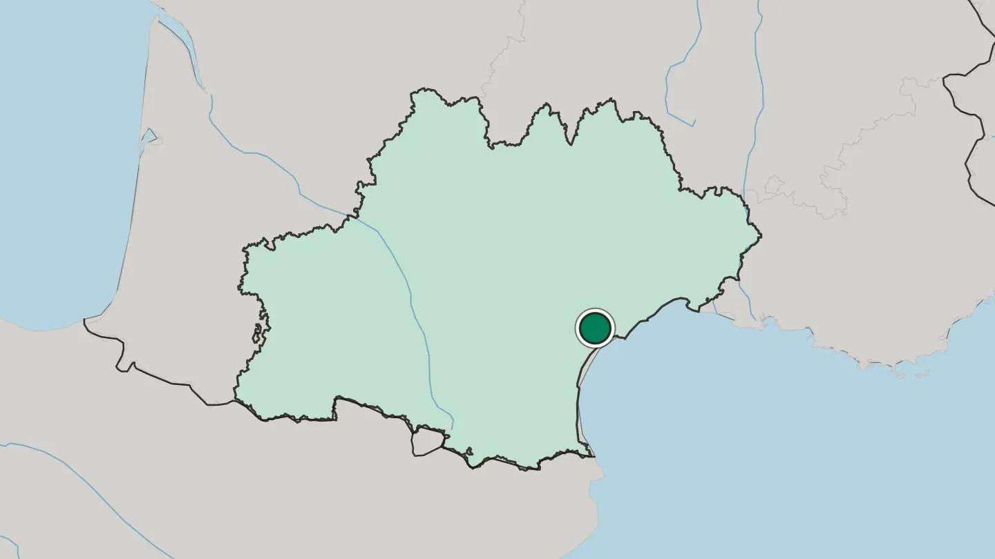 Map of Béziers in France