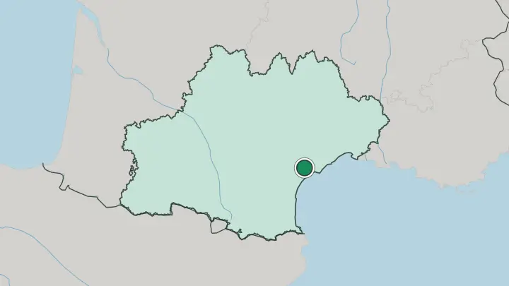 Map of Béziers in France