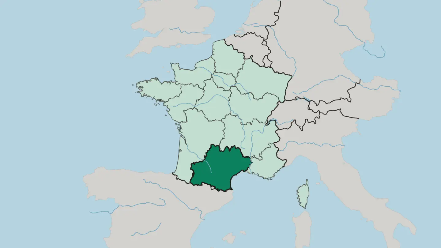 Map of Occitanie in France