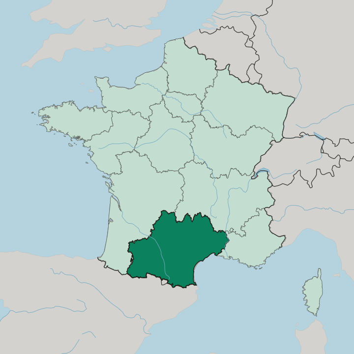 Map showing Occitanie — In France