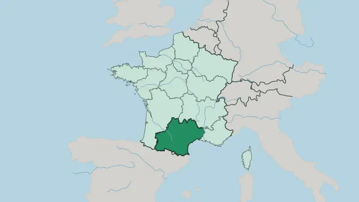 Map of Occitanie in France