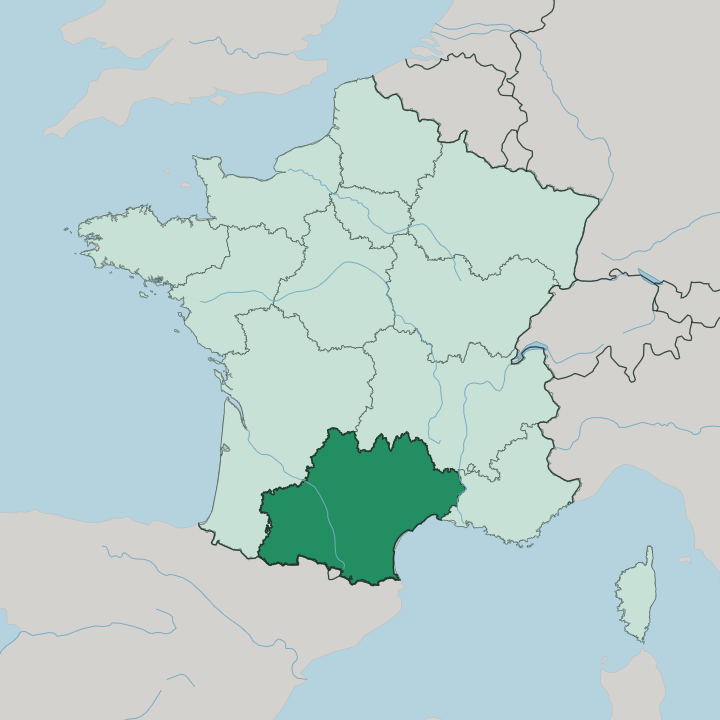 Map showing Occitanie — In France