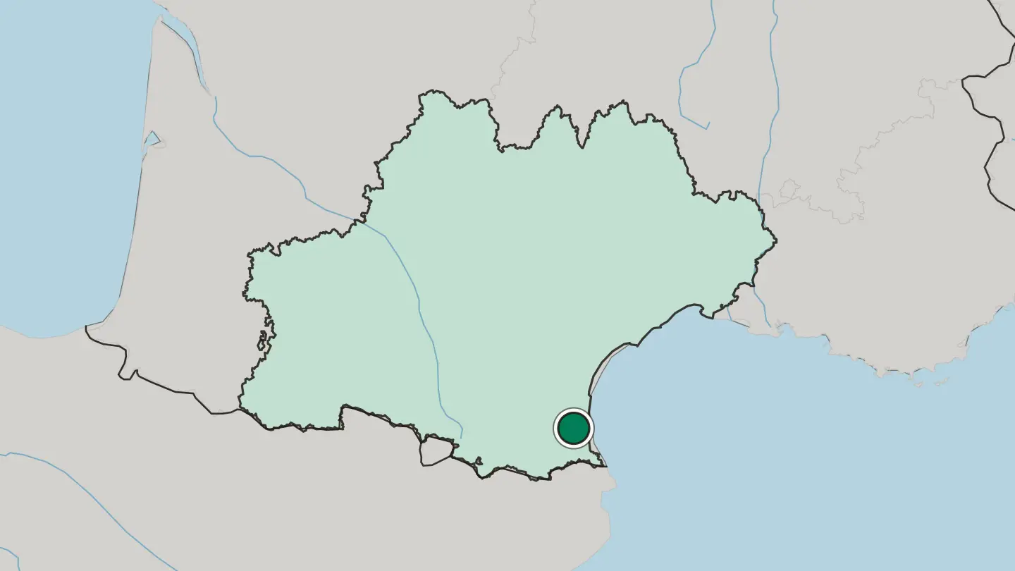 Map of Perpignan in France