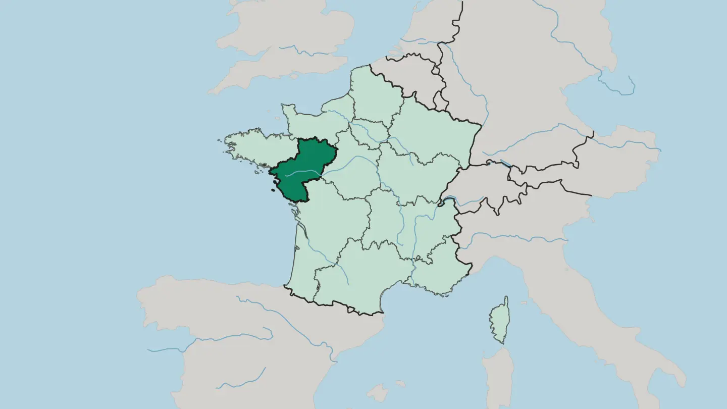 Map of Pays de la Loire in France